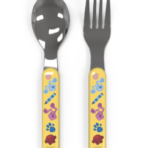 Zak Designs Blues Clues and You 2-piece Fork and Spoon Flatware Set, Blue, Green Puppy and Friends