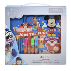 Disney 100 Art Set - 50-Piece Kids Art Kit with Markers and Stickers