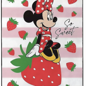 Minnie Mouse So Sweet Strawberry Print Silky Soft Throw Blanket, 46" X 60"