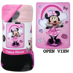Girls Minnie Mouse Throw Blanket 45" x 60" Pink Disney Rainbow Smiles