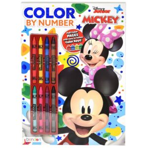 Disney Mickey & Minnie Mouse Color By Number 32 Page Coloring Book with 8 Crayons