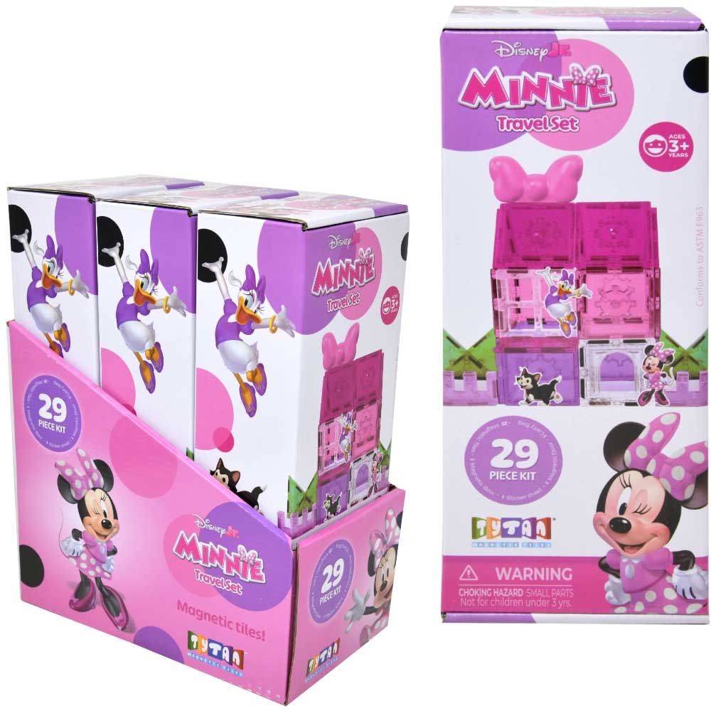 Disney Junior Minnie Mouse Magnetic Tile Travel Set - 29-Piece - Ages 3+
