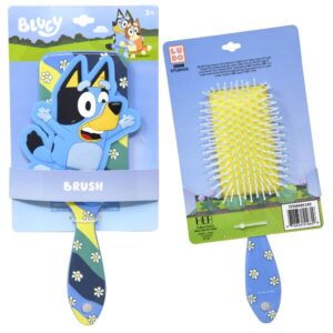 Bluey Hair Brush Girls Kids Paddle Brush Rubber Molded Blue Yellow