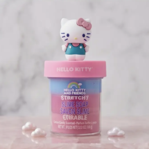 Hello Kitty Moldable Slime Soap with Character Topper, Cotton Candy Scented Stretchy Bath Soap for Kids